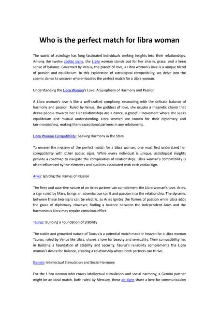 Perfect Match for Libra: Discover the Ideal Zodiac Pairings